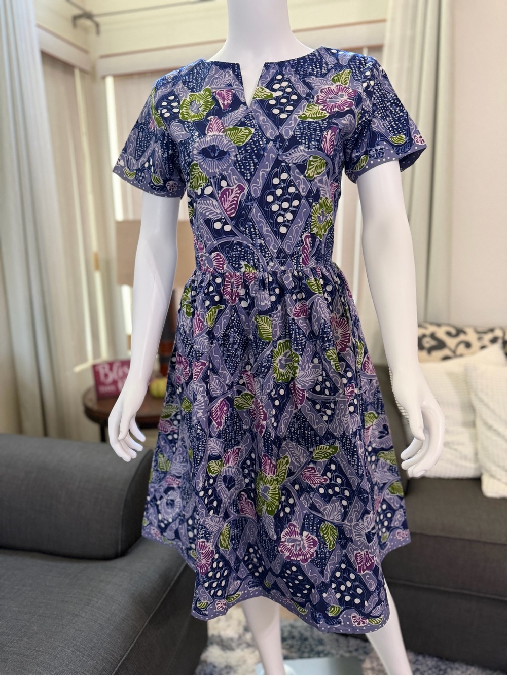 Floral Navy Casual Fit-and-Flare BATIK Dress